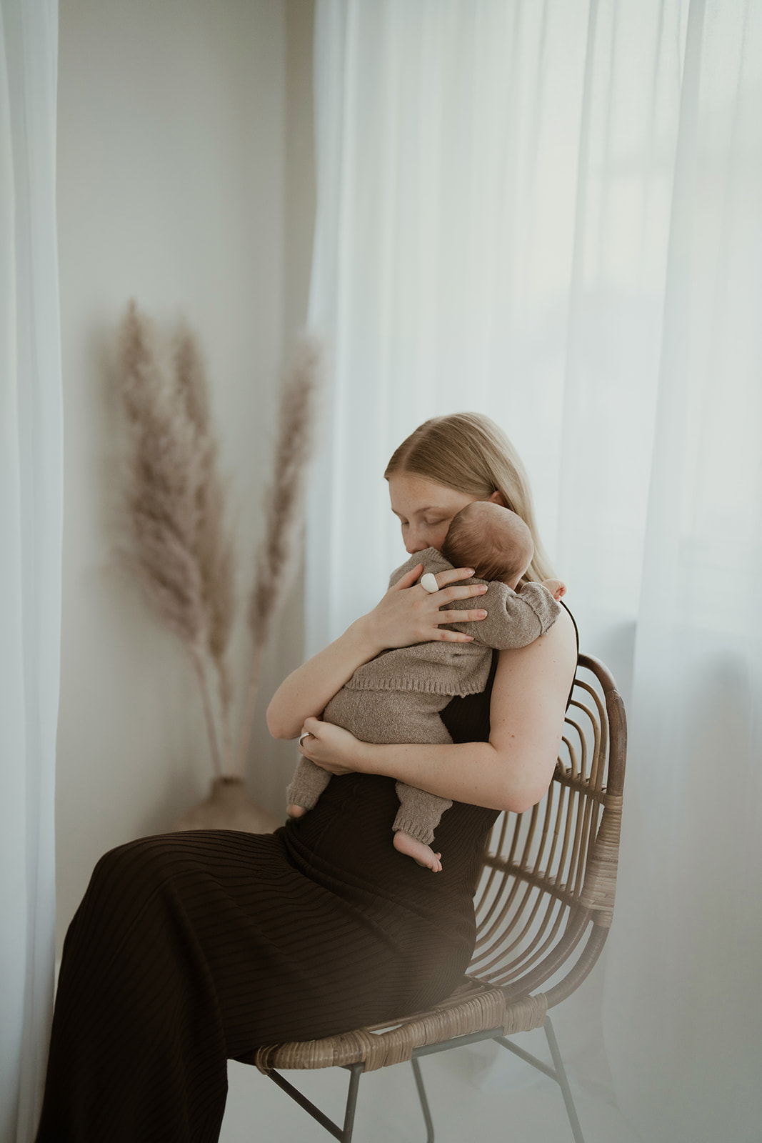 Studiofotografering mamma och barn